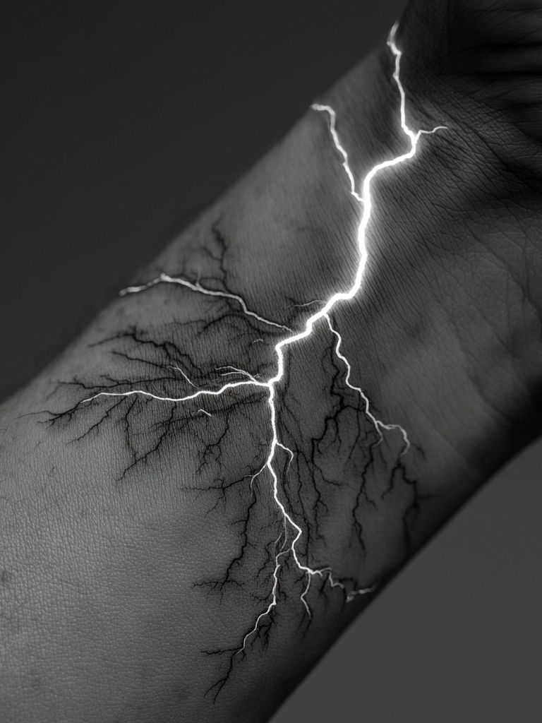 Lightning Vein Black-White Print. poster — photography art