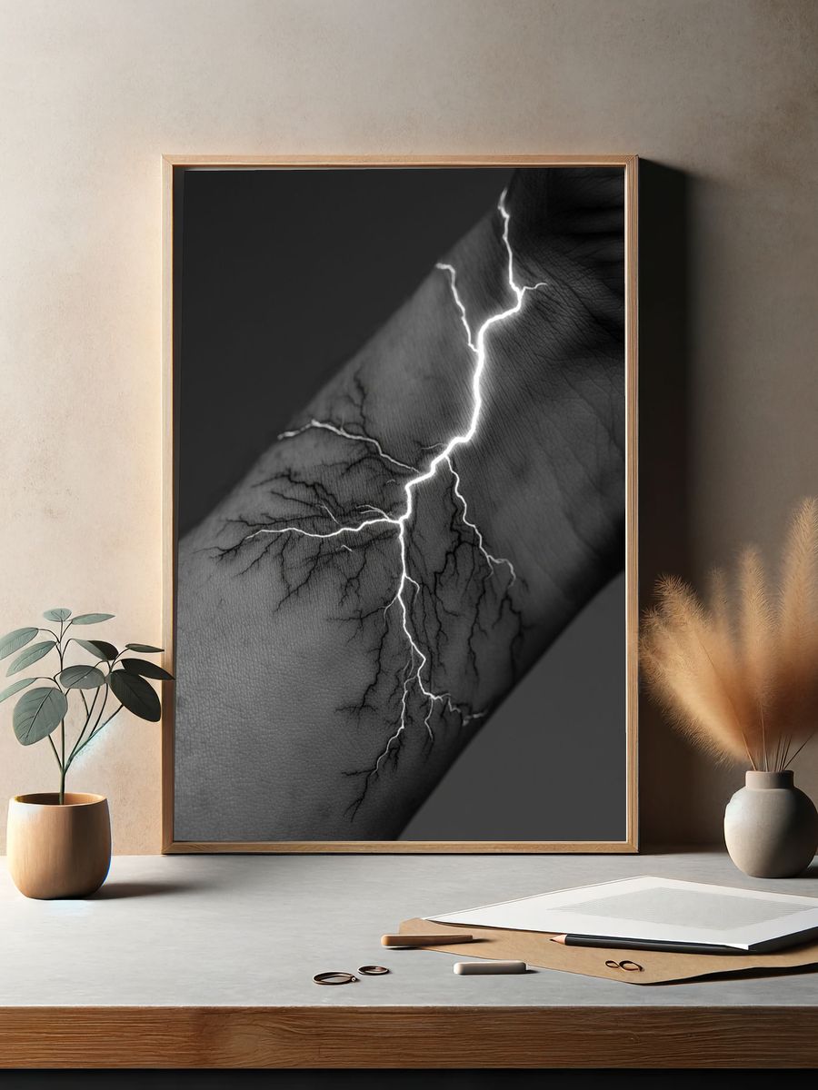 Lightning Vein Black-White Print. — room view 2