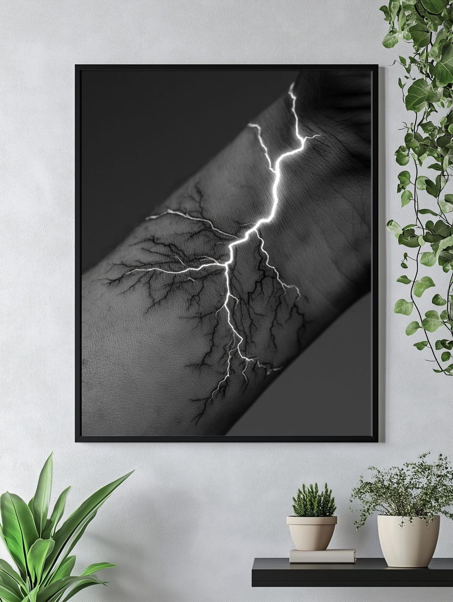 Lightning Vein Black-White Print. — room view 4