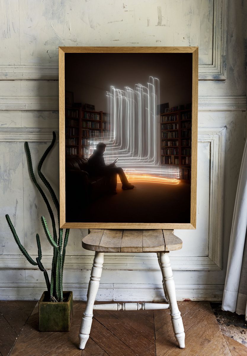 Light Library Silhouette Photography Poster. — room view 1