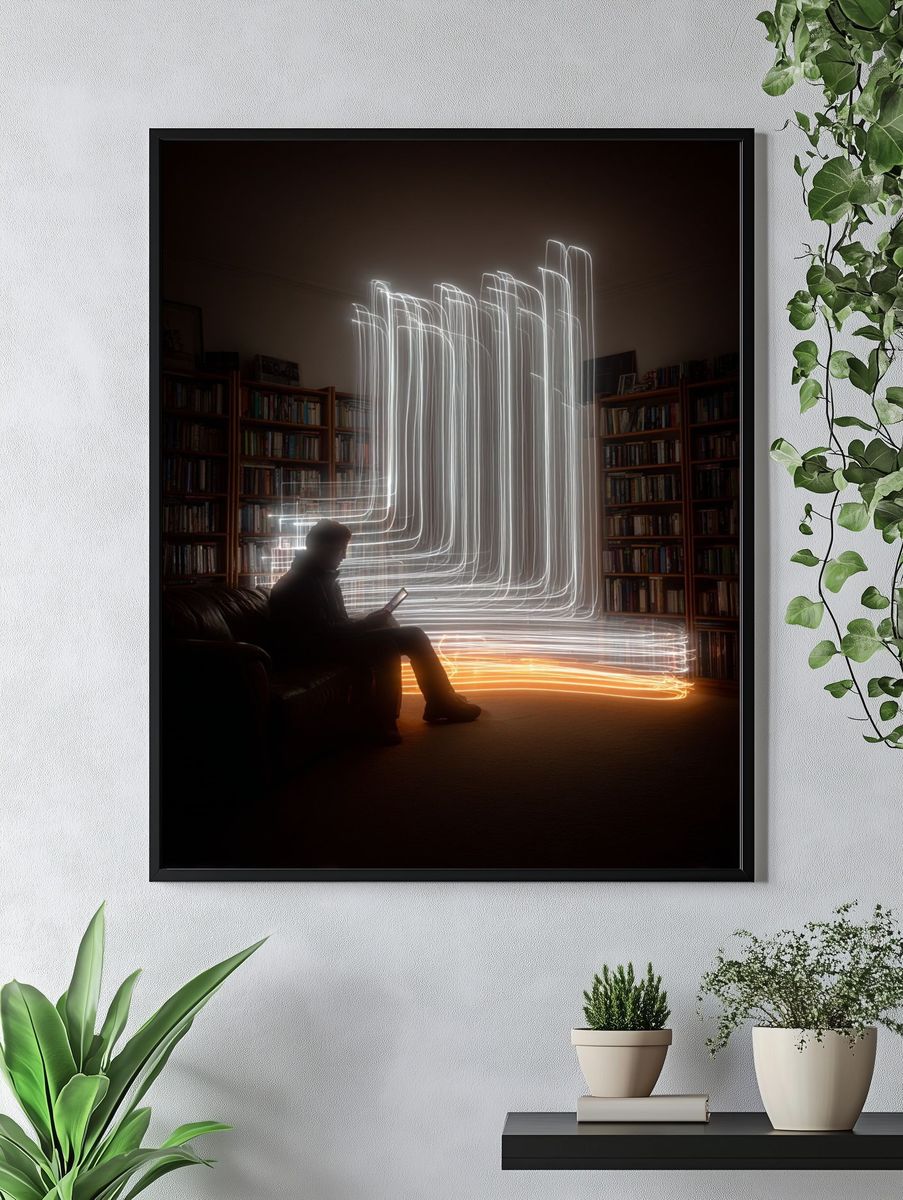 Light Library Silhouette Photography Poster. — room view 4