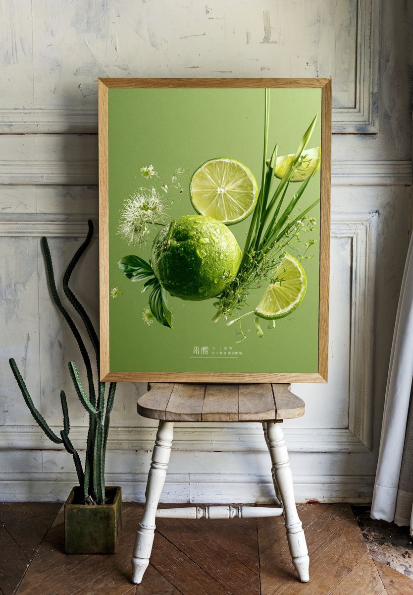 Lime Still Life Illustration Poster. room preview