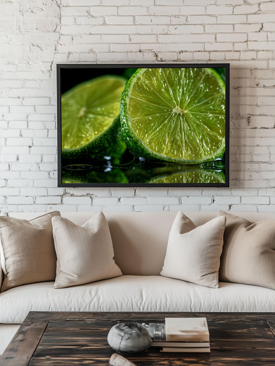 Lime Slices Macro Photography Poster. room preview