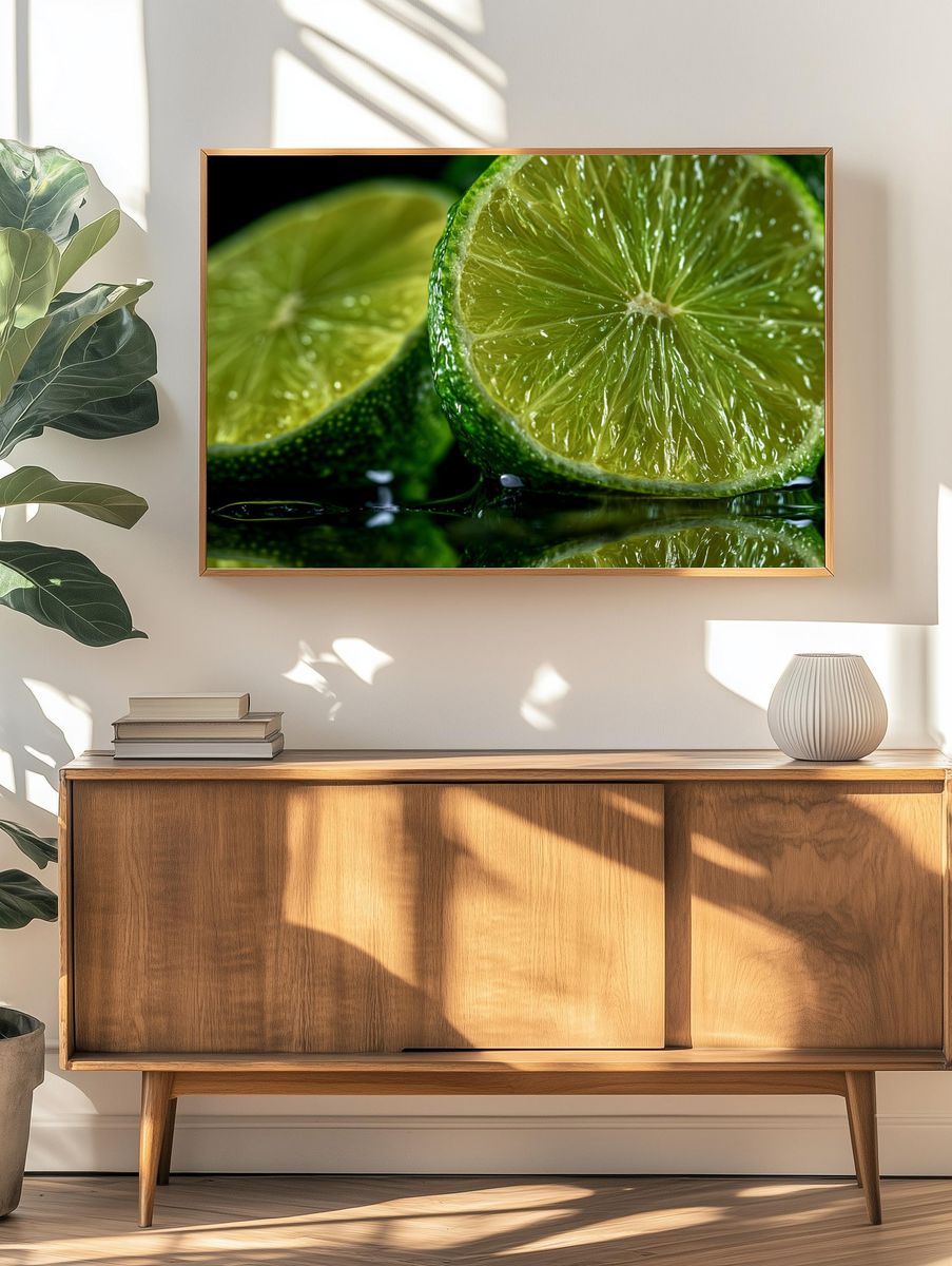 Lime Slices Macro Photography Poster. — room view 3