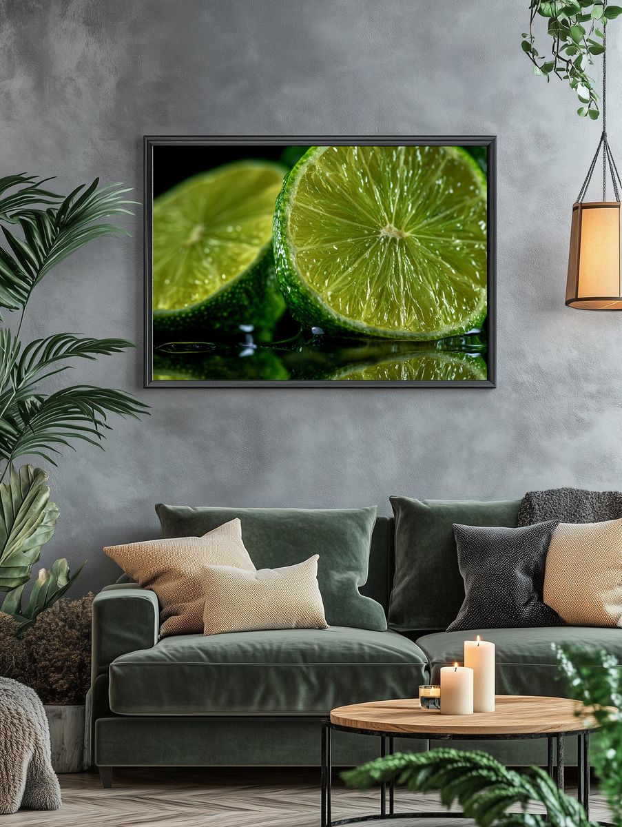 Lime Slices Macro Photography Poster. — room view 4