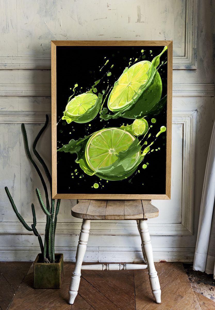 Lime Splash Illustration Poster. — room view 1