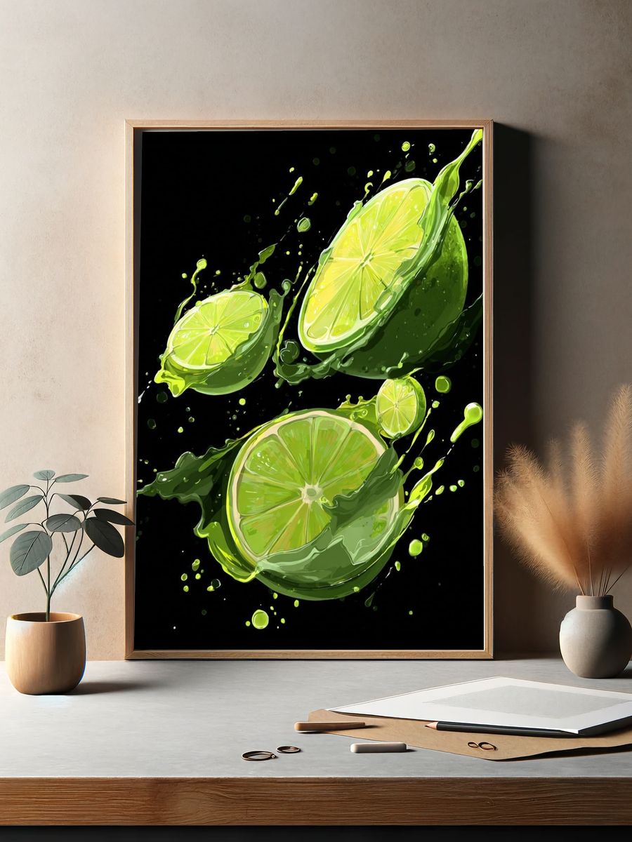 Lime Splash Illustration Poster. — room view 2