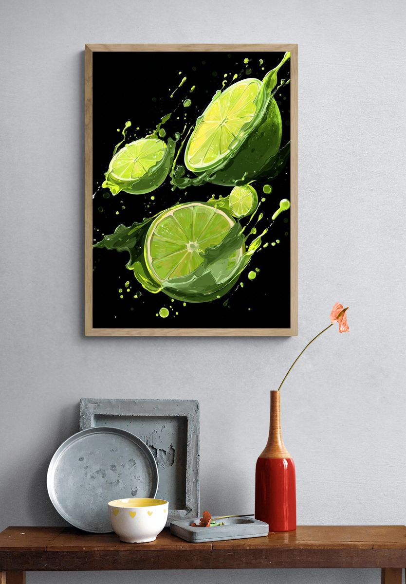 Lime Splash Illustration Poster. — room view 3