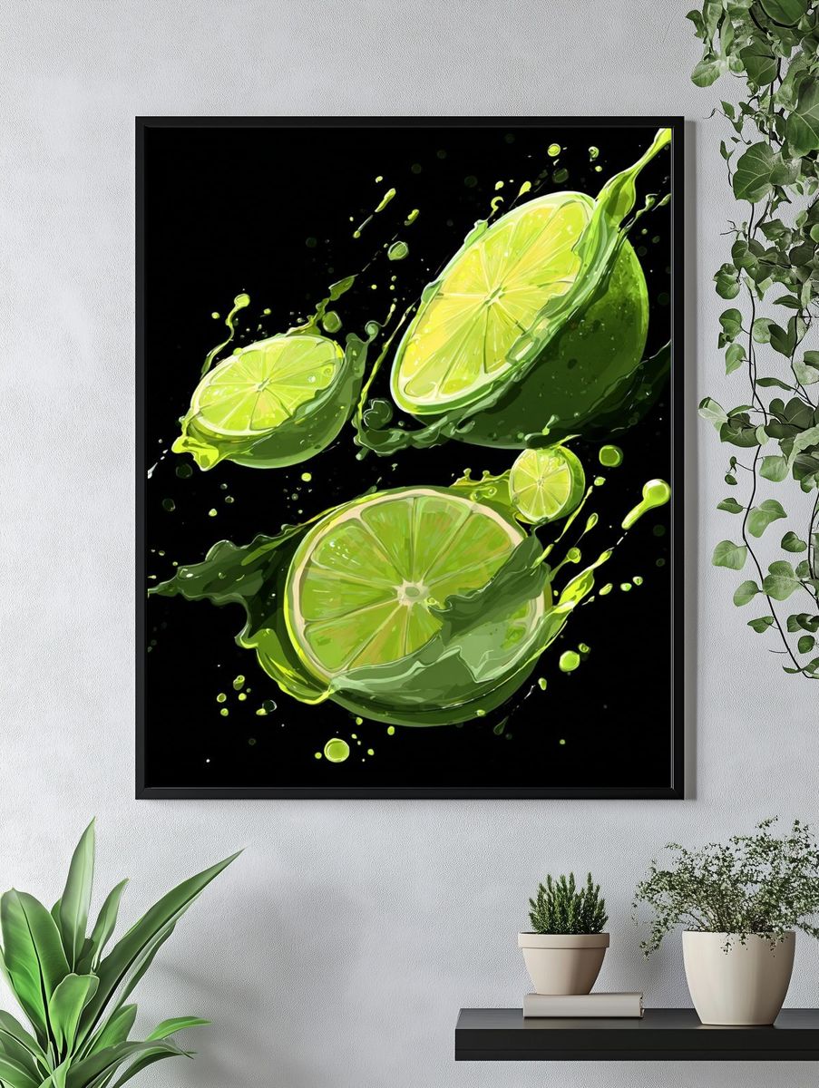 Lime Splash Illustration Poster. — room view 4