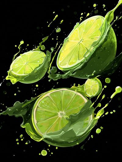 Lime Splash Illustration Poster. poster print