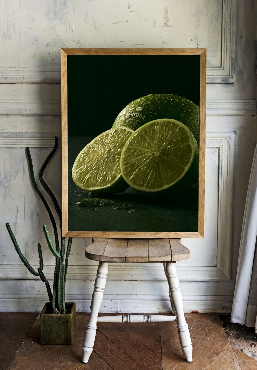 Lime Still Life Photography Poster. — room view 1