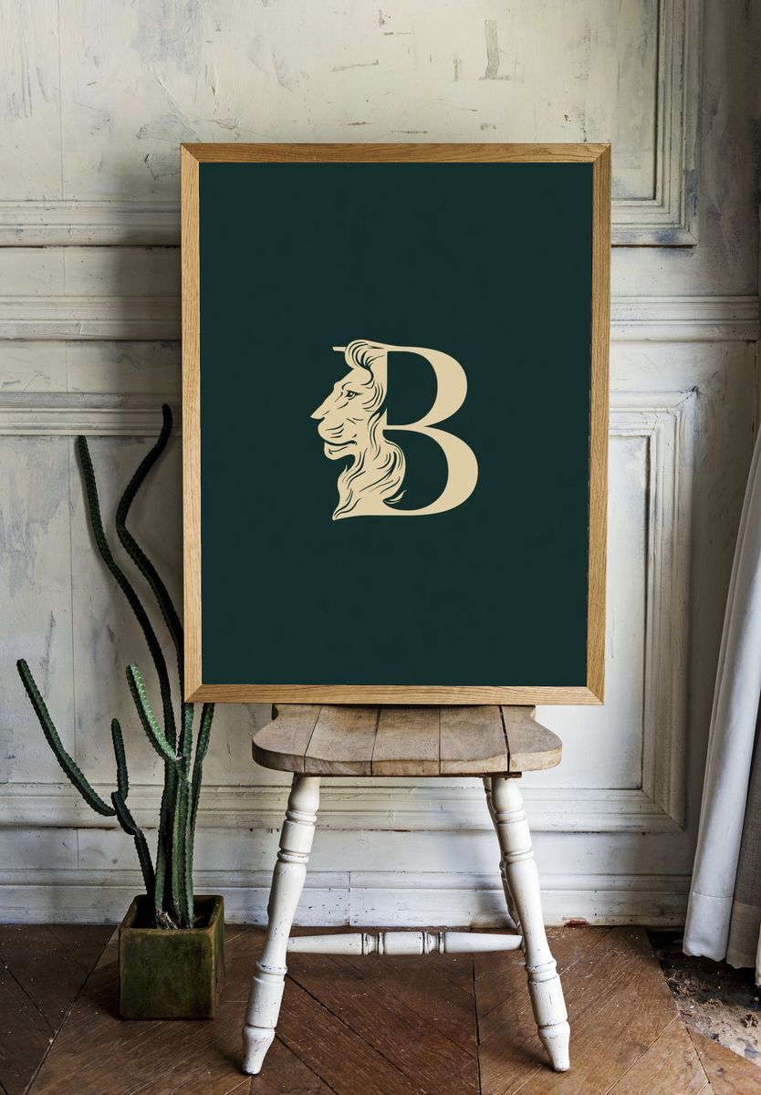 Lion Monogram Typography Poster. room preview