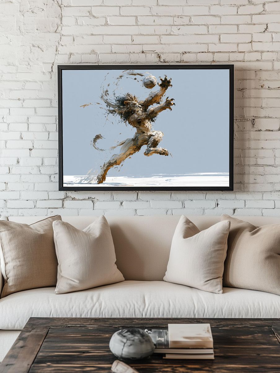 Lion in Motion Illustration Poster. room preview
