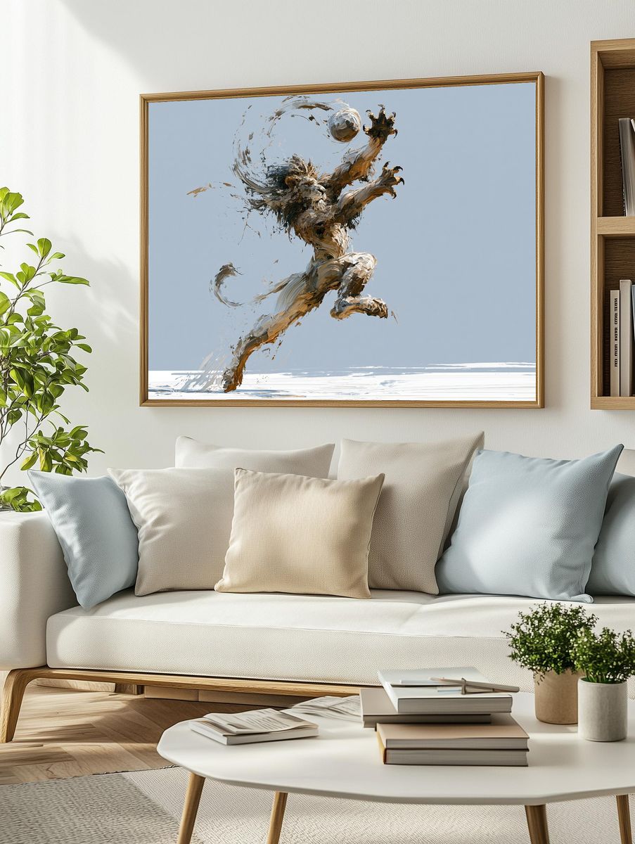 Lion in Motion Illustration Poster. — room view 2