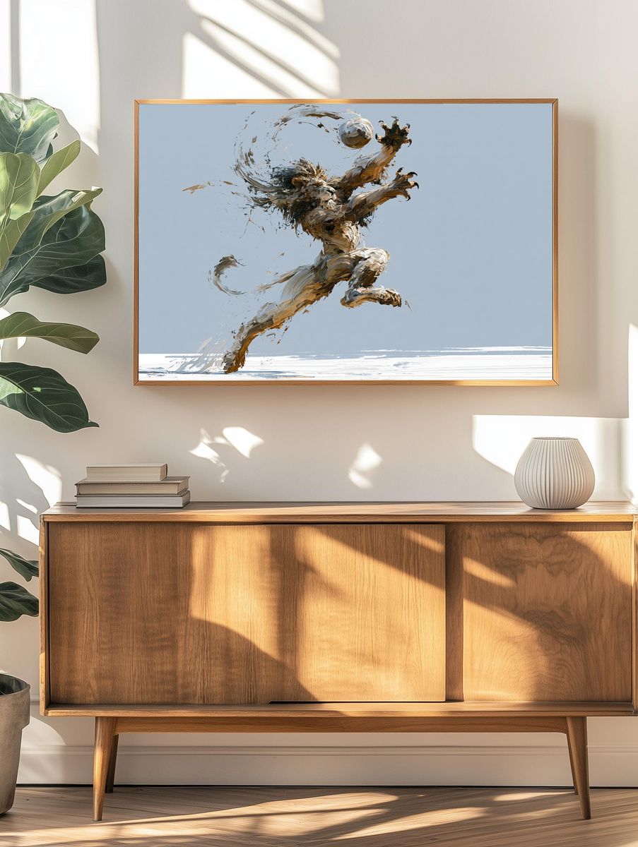 Lion in Motion Illustration Poster. — room view 3