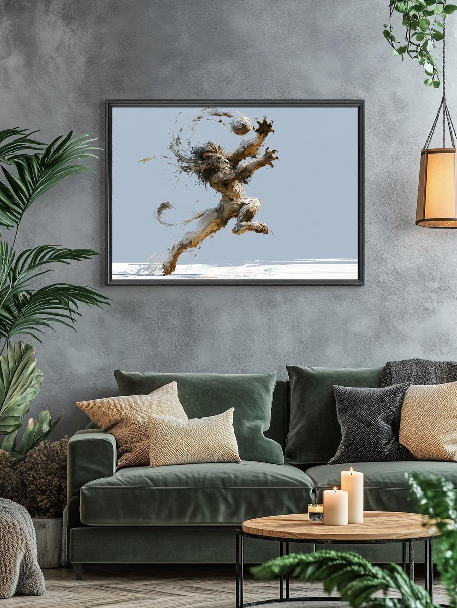Lion in Motion Illustration Poster. — room view 4