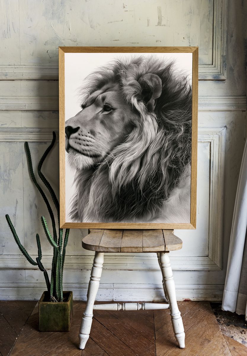 Majestic Lion Portrait Print. — room view 1