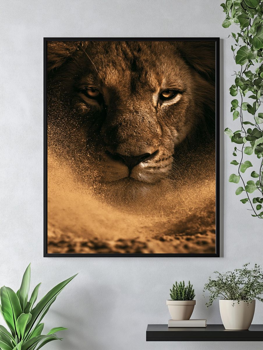 Lion Portrait Photography Poster. — room view 4