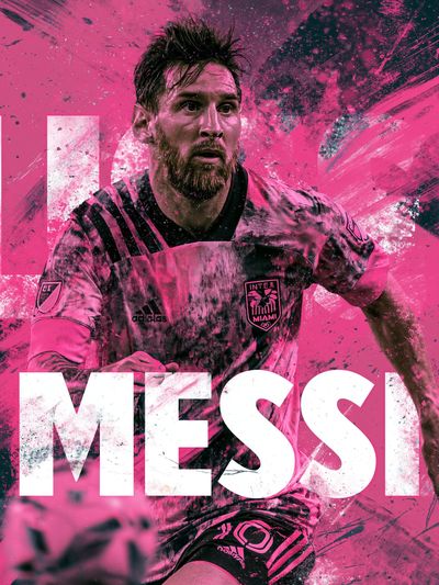 Lionel Messi Pink Action Poster. poster