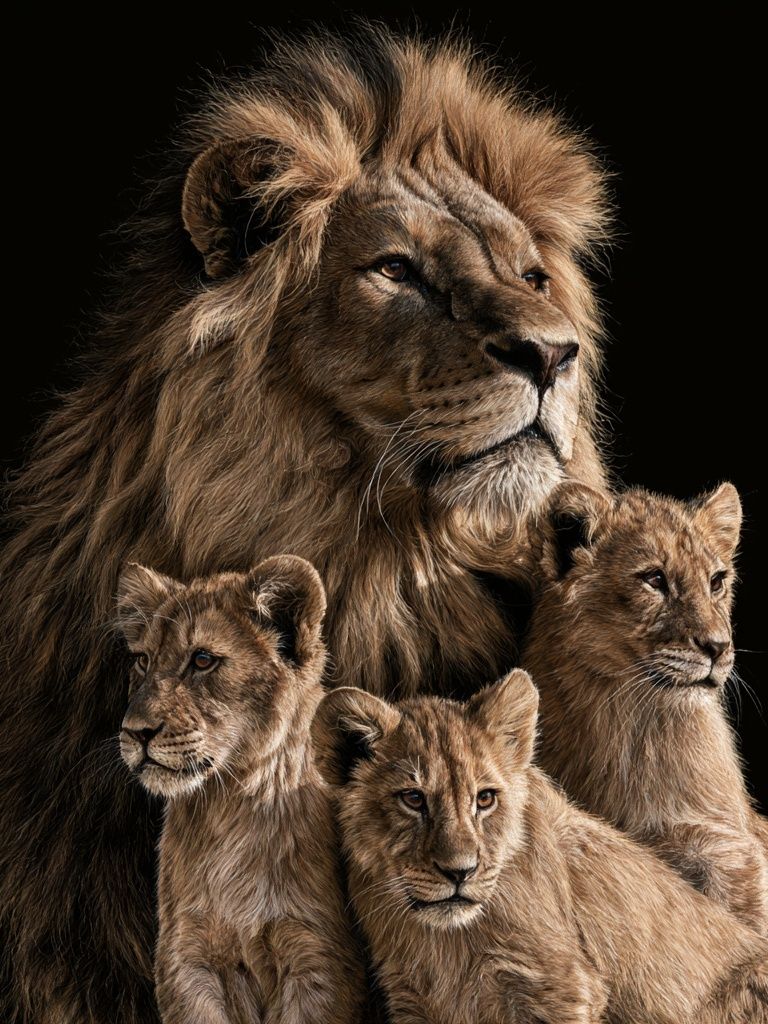Lion Family Portrait Poster. poster — animals art