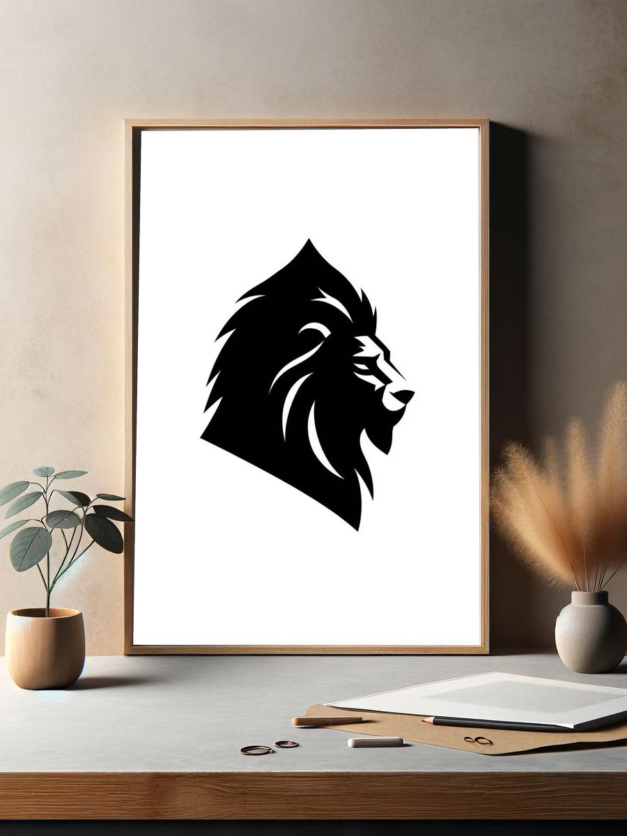 Lion Head Minimalist Print. — room view 2