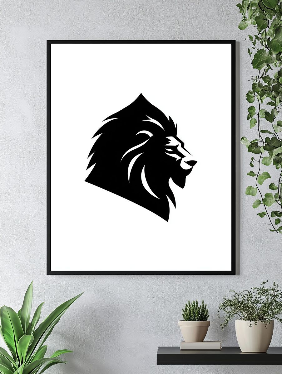 Lion Head Minimalist Print. — room view 4