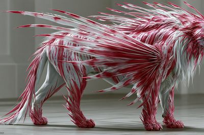Red and White Lion Digital Art Poster. poster