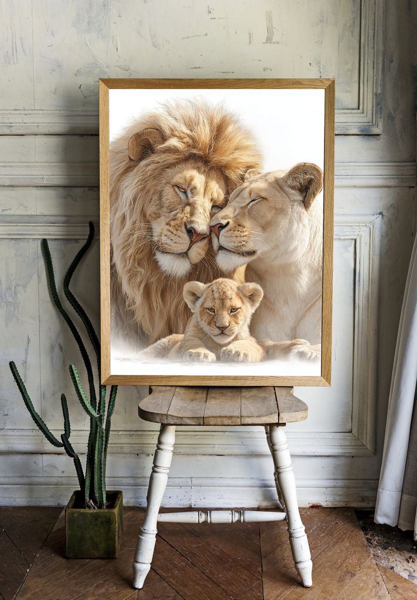 Lion Family Portrait Print. — room view 1