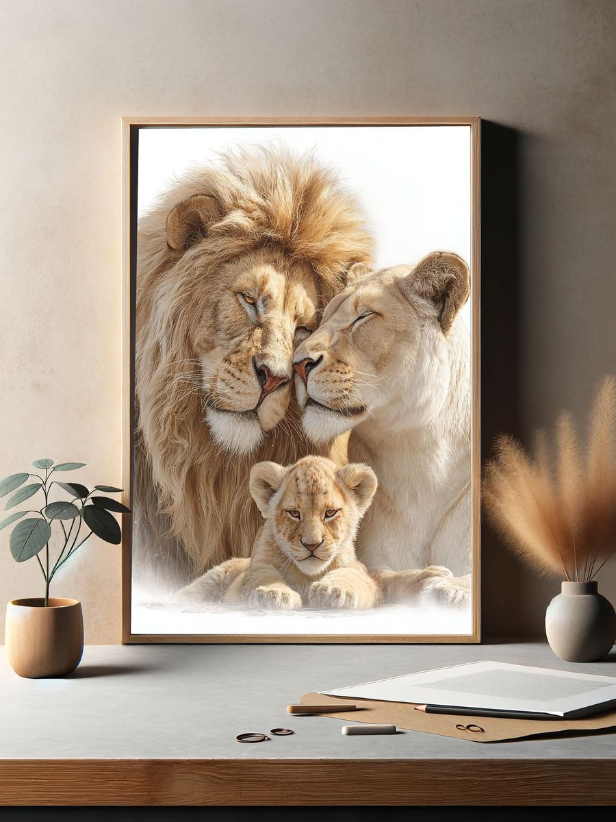 Lion Family Portrait Print. — room view 2