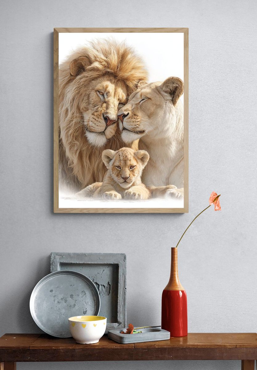 Lion Family Portrait Print. — room view 3