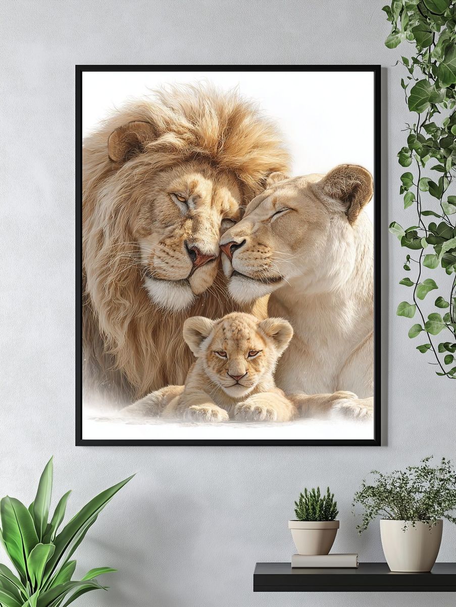 Lion Family Portrait Print. — room view 4