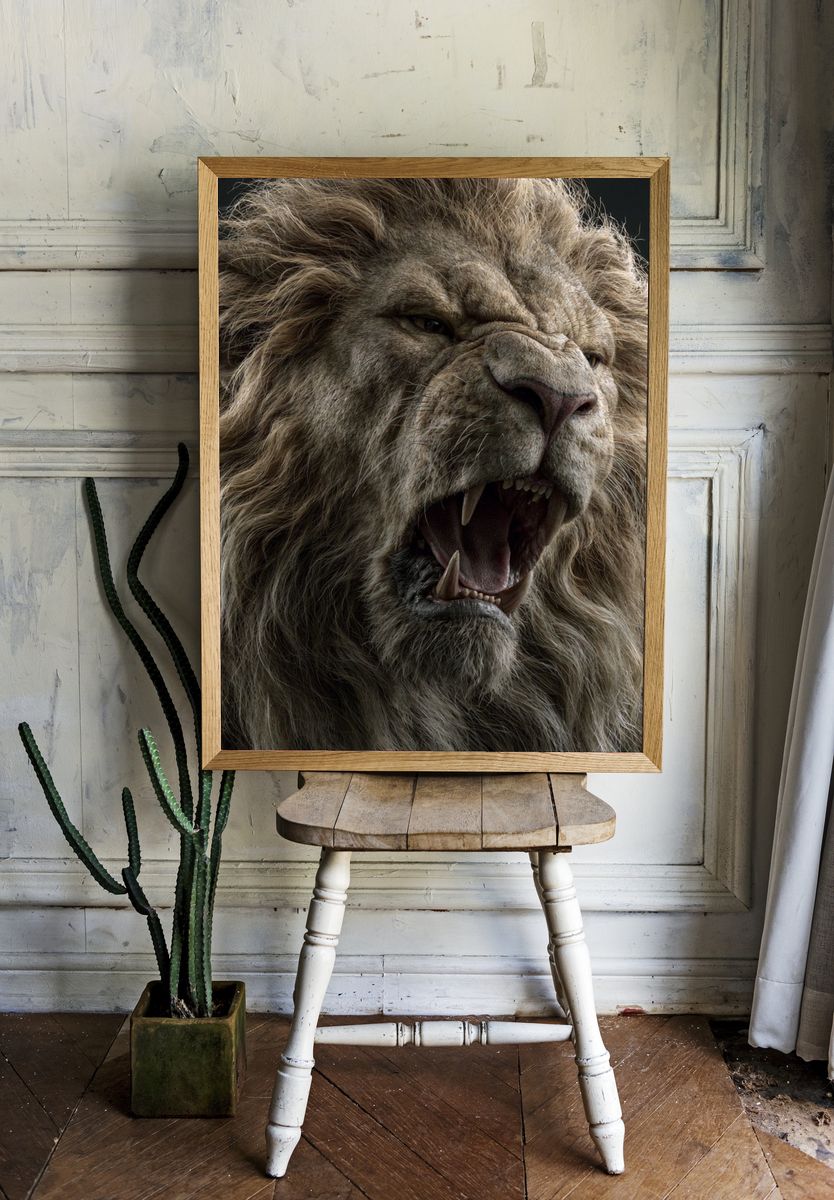 Roaring Lion Portrait Poster. room preview