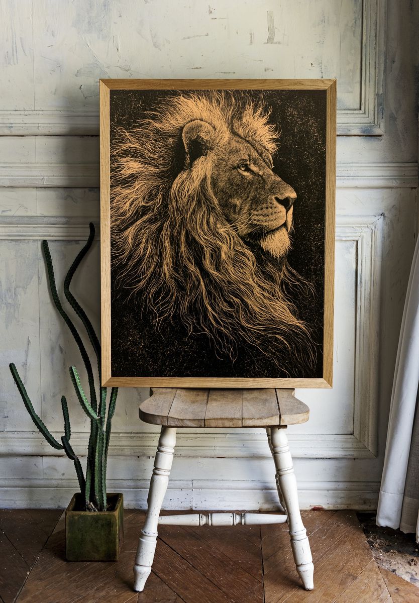 Majestic Lion Portrait Print. — room view 1