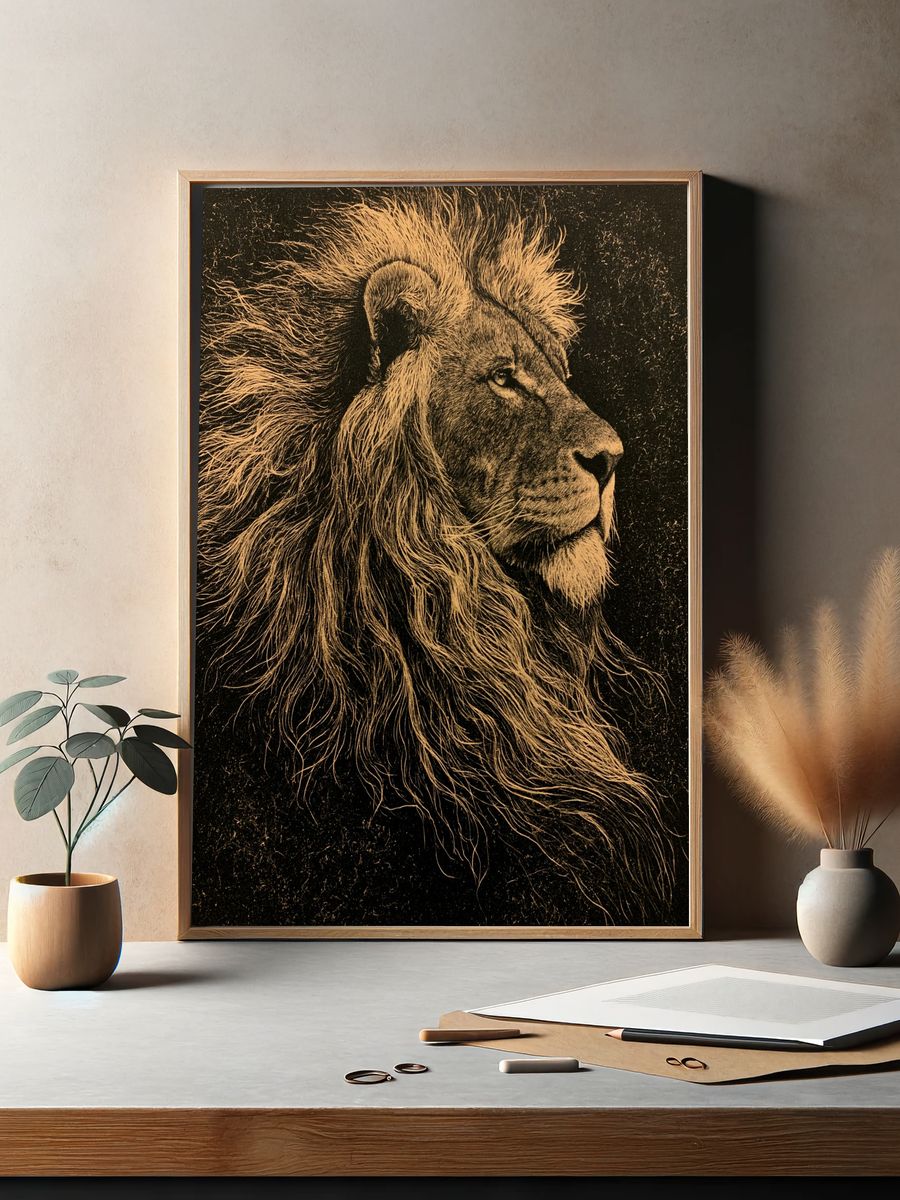Majestic Lion Portrait Print. — room view 2