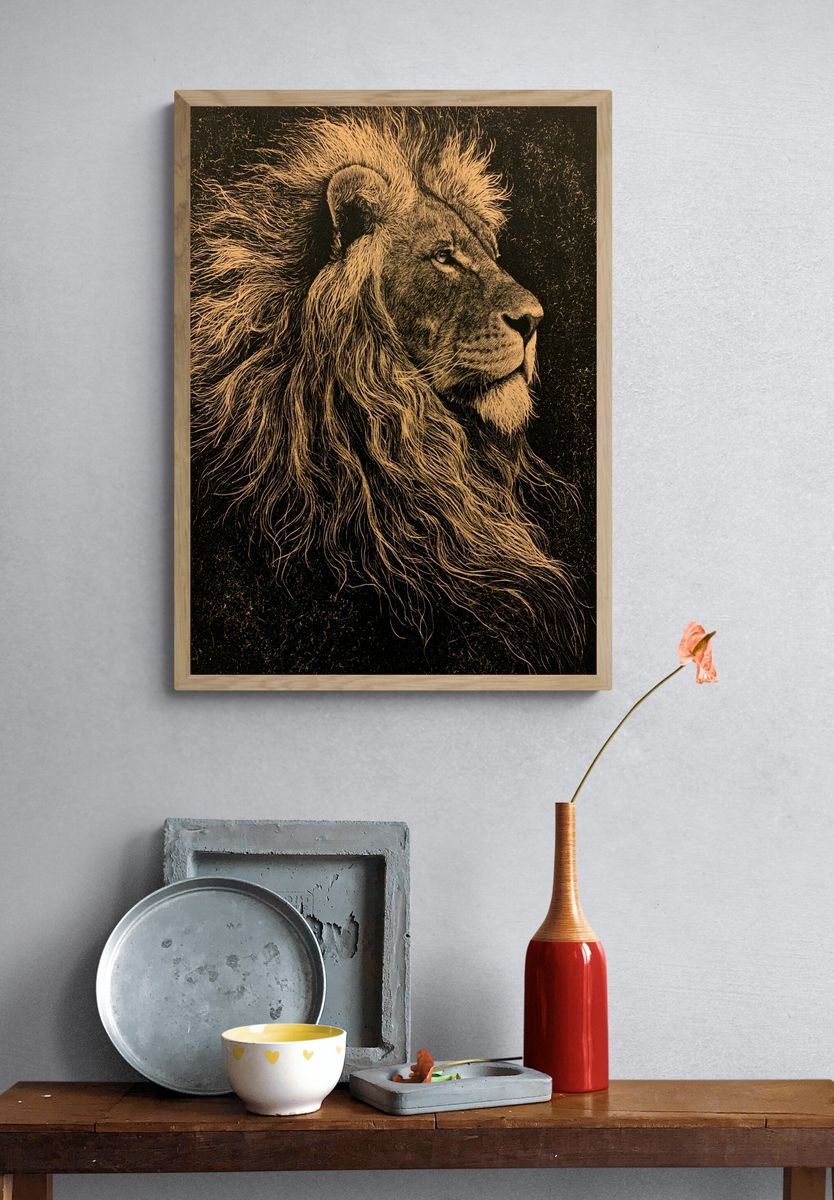 Majestic Lion Portrait Print. — room view 3