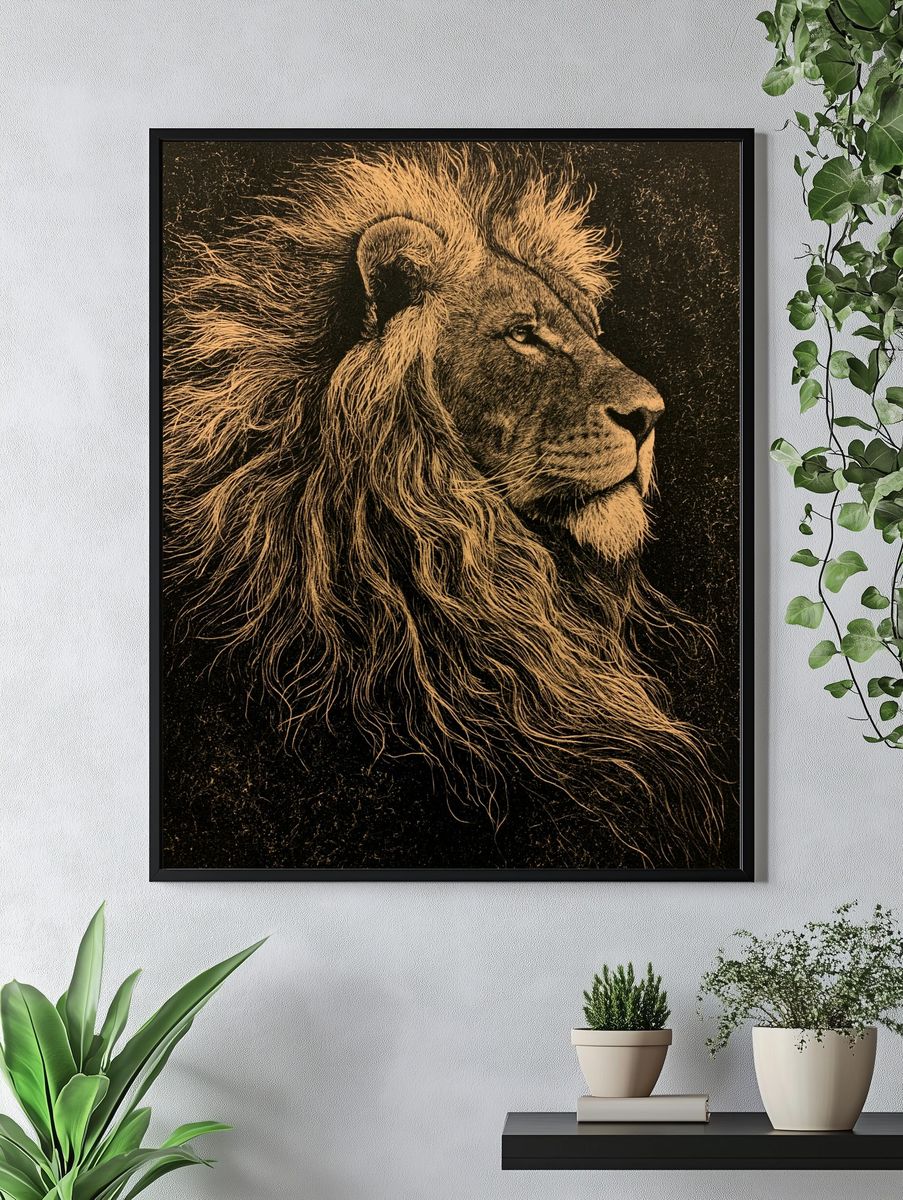 Majestic Lion Portrait Print. — room view 4
