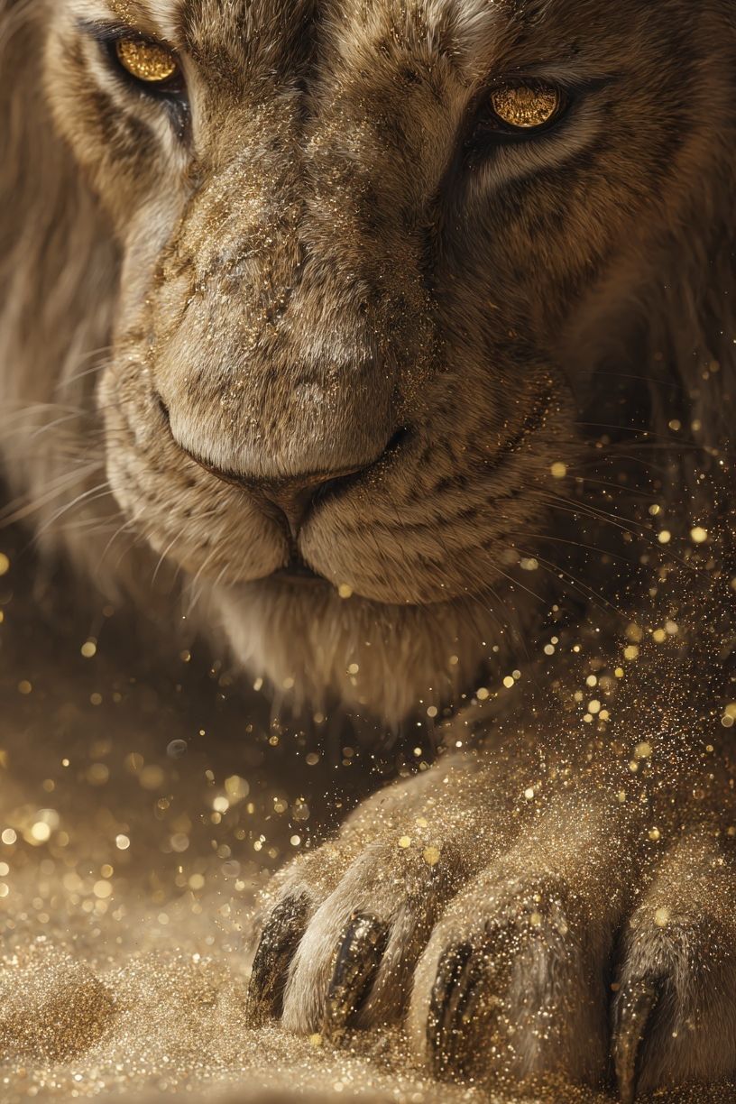 Golden Lion Portrait Poster. poster detail