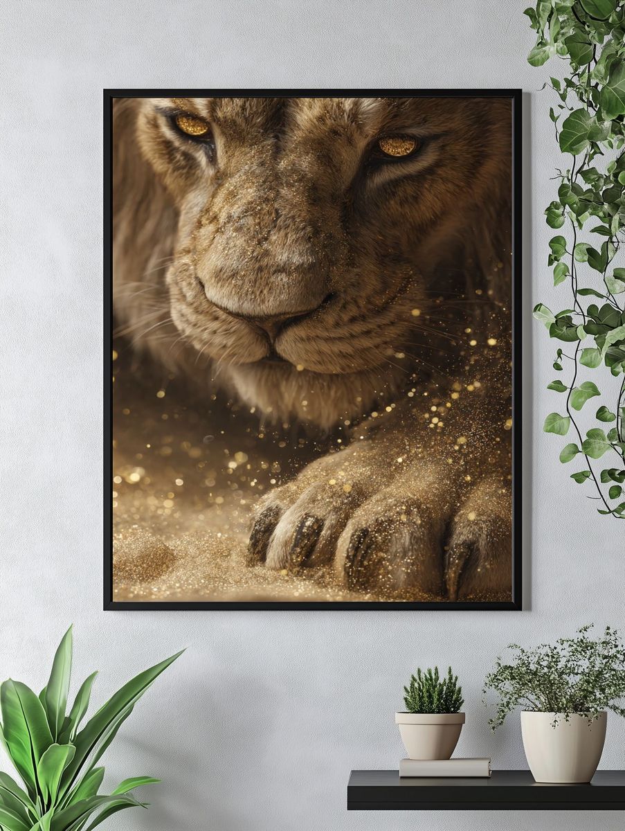 Golden Lion Portrait Poster. — room view 4
