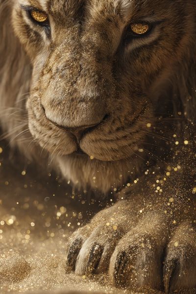 Golden Lion Portrait Poster.