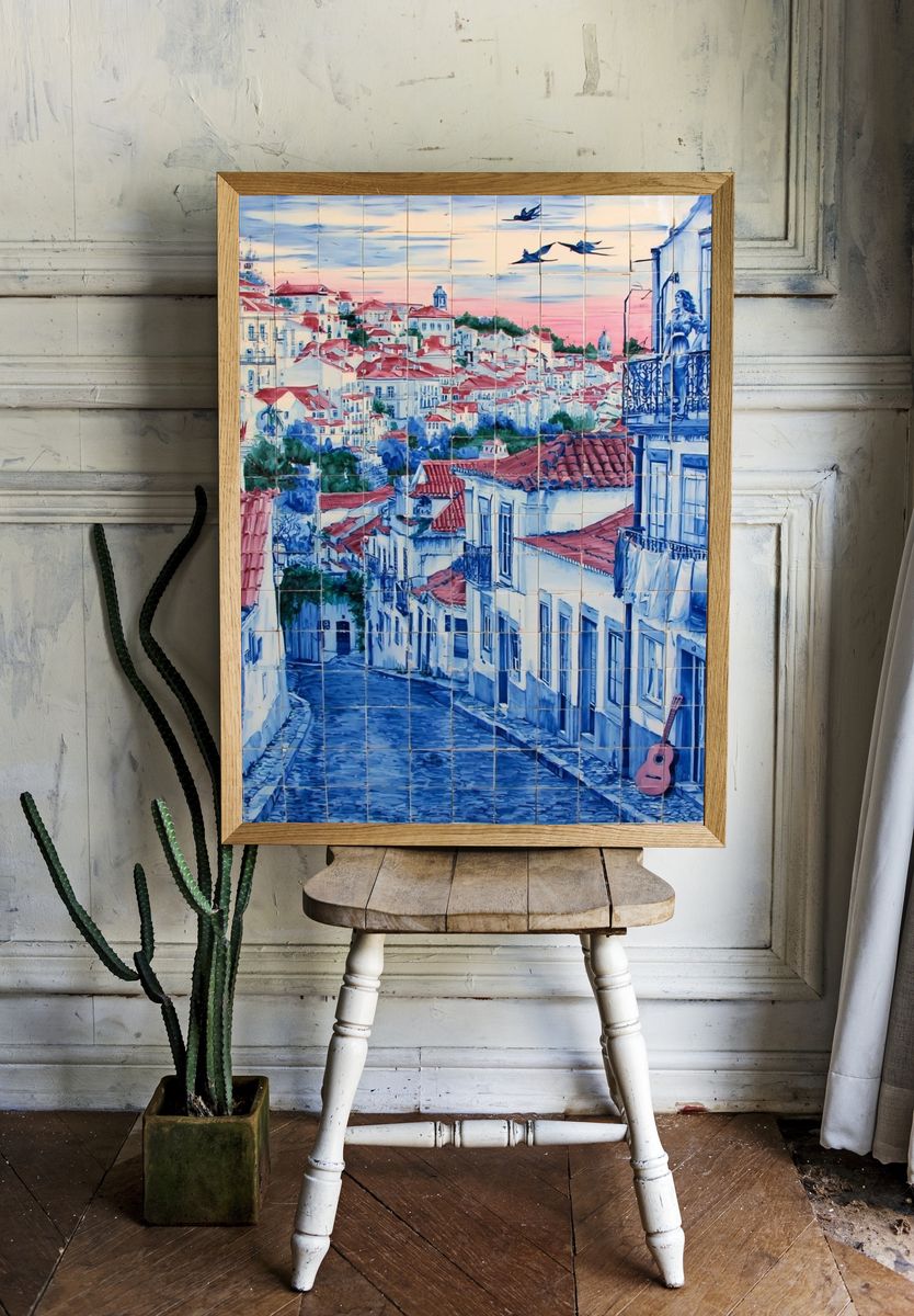 Lisbon Street at Sunset Print. room preview