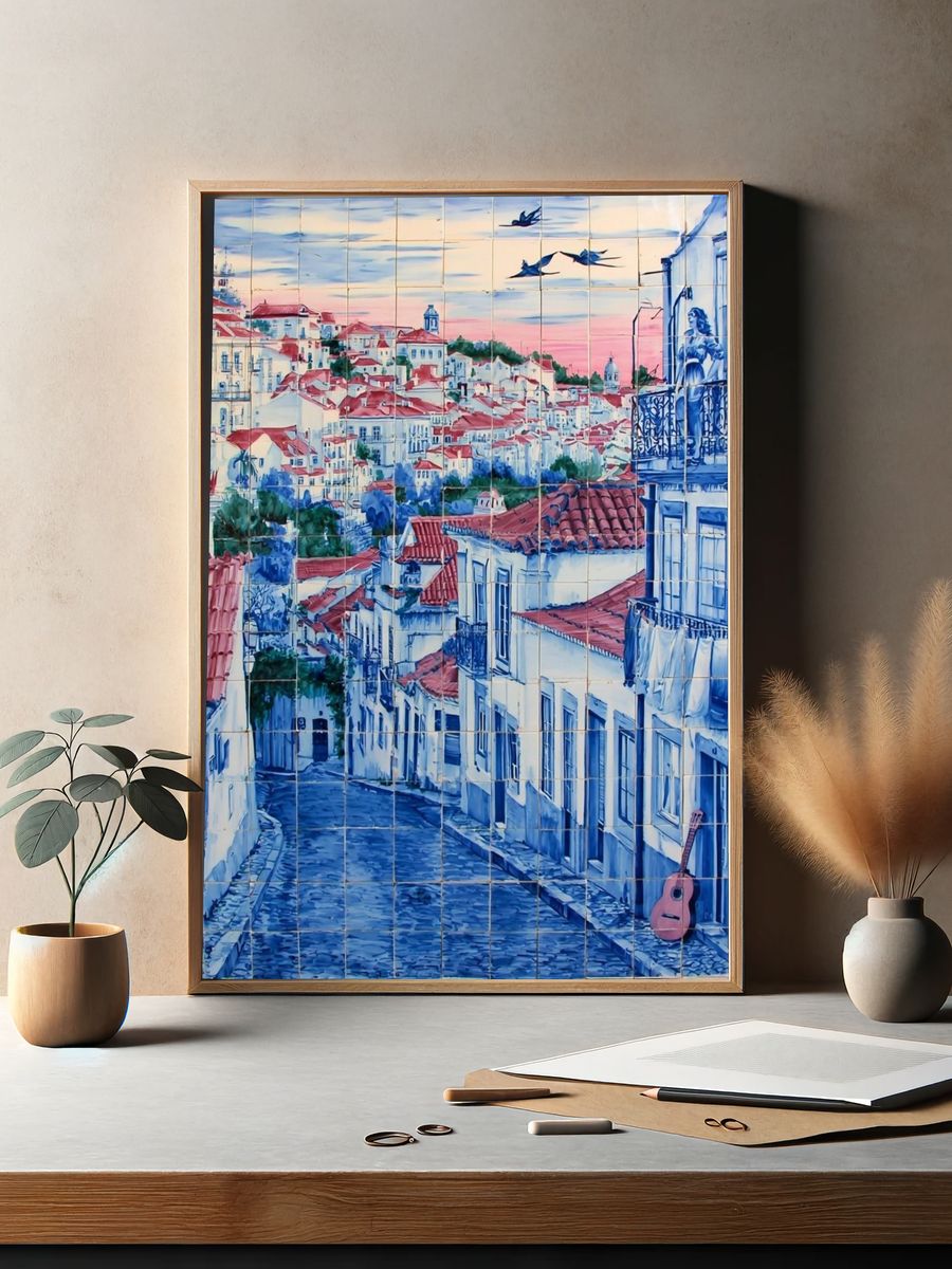 Lisbon Street at Sunset Print. — room view 2