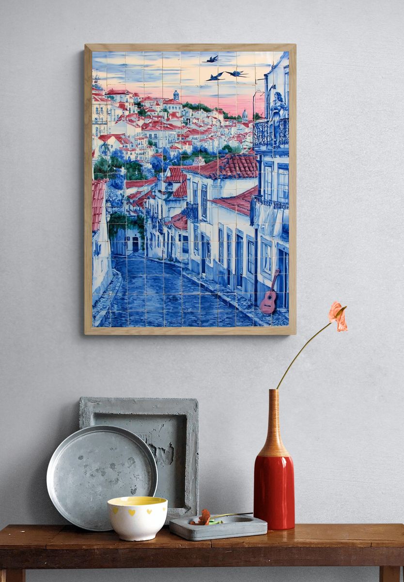 Lisbon Street at Sunset Print. — room view 3