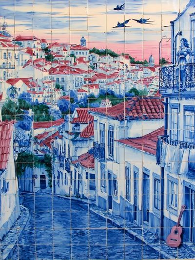 Lisbon Street at Sunset Print.