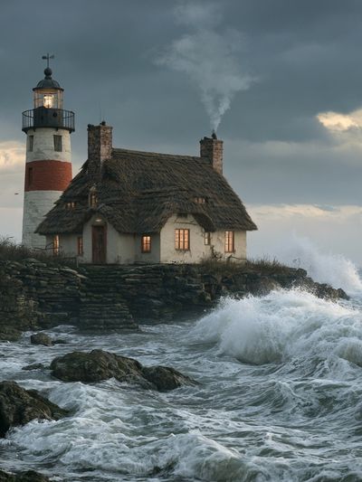 Stormy Lighthouse Coast Photography Poster.