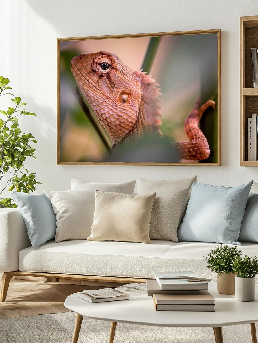 Lizard Close-Up Photography Poster. — room view 2