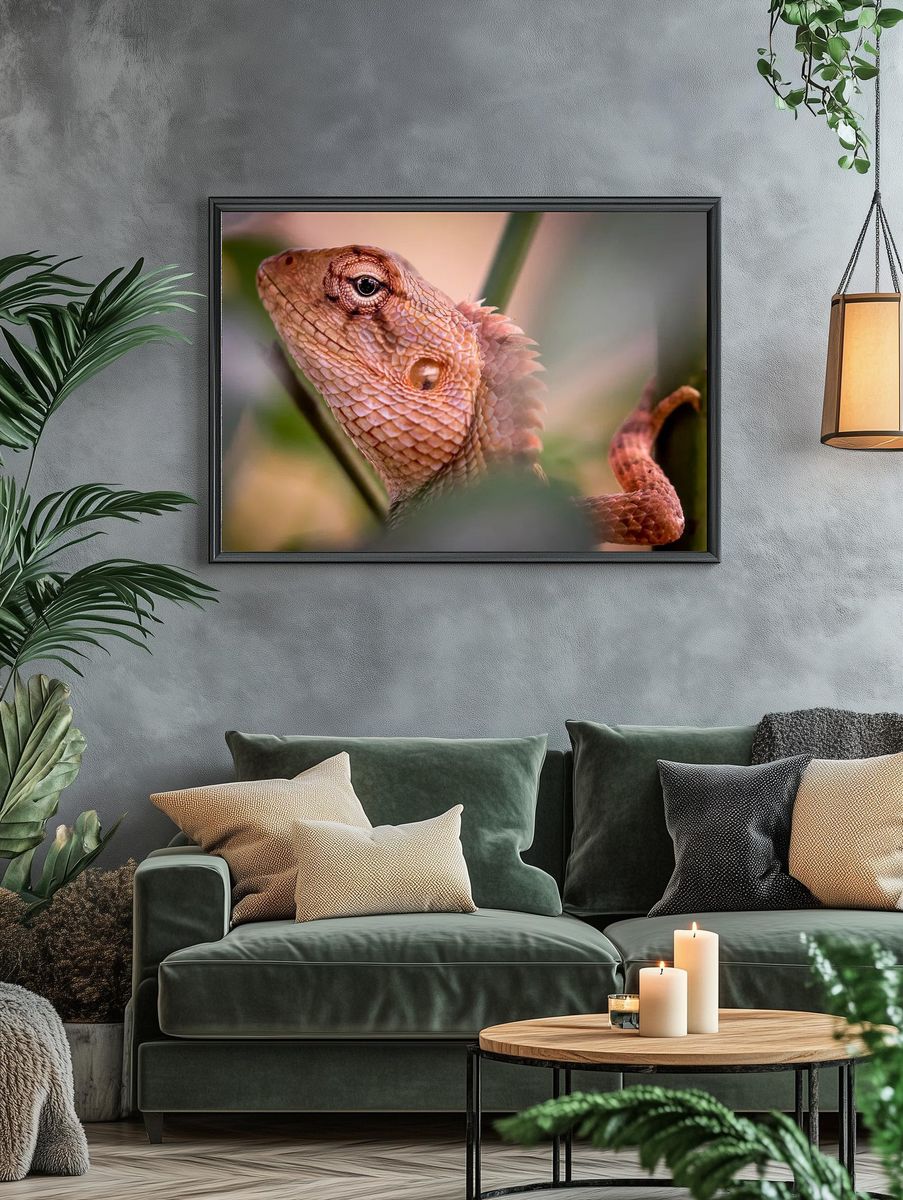 Lizard Close-Up Photography Poster. — room view 4