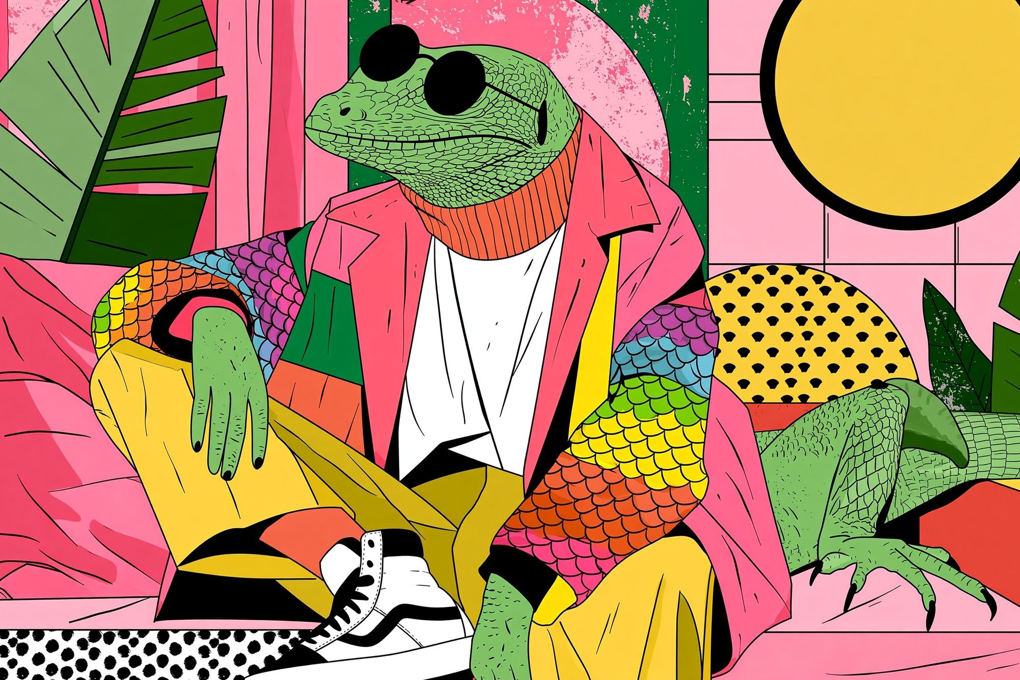 Cool Lizard Pop Art Poster. poster detail