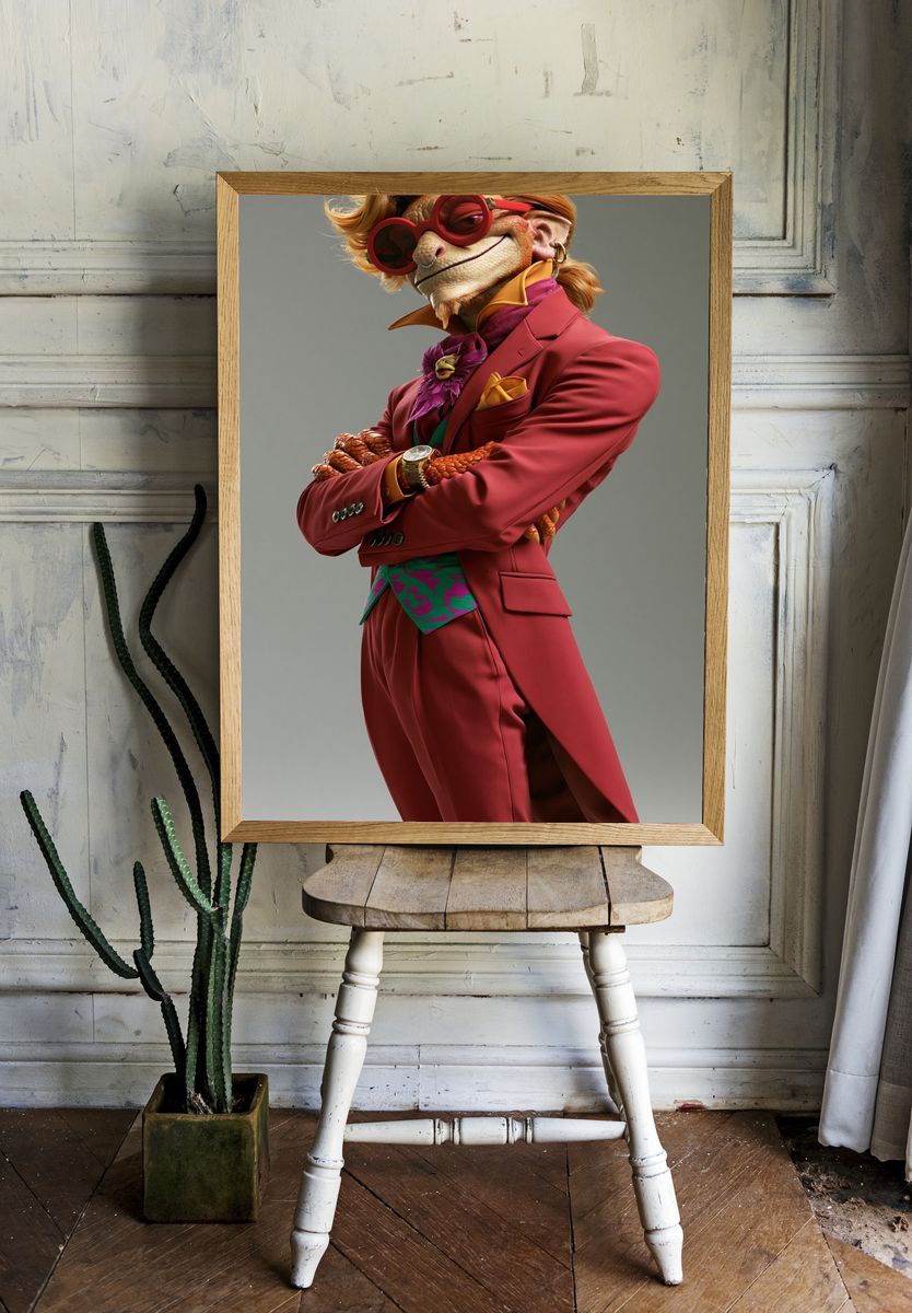 Stylish Lizard Portrait Poster. room preview
