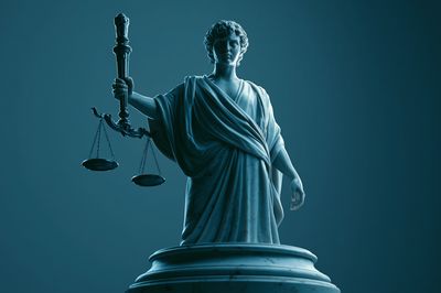 Lady Justice Blue Sculpture Poster.