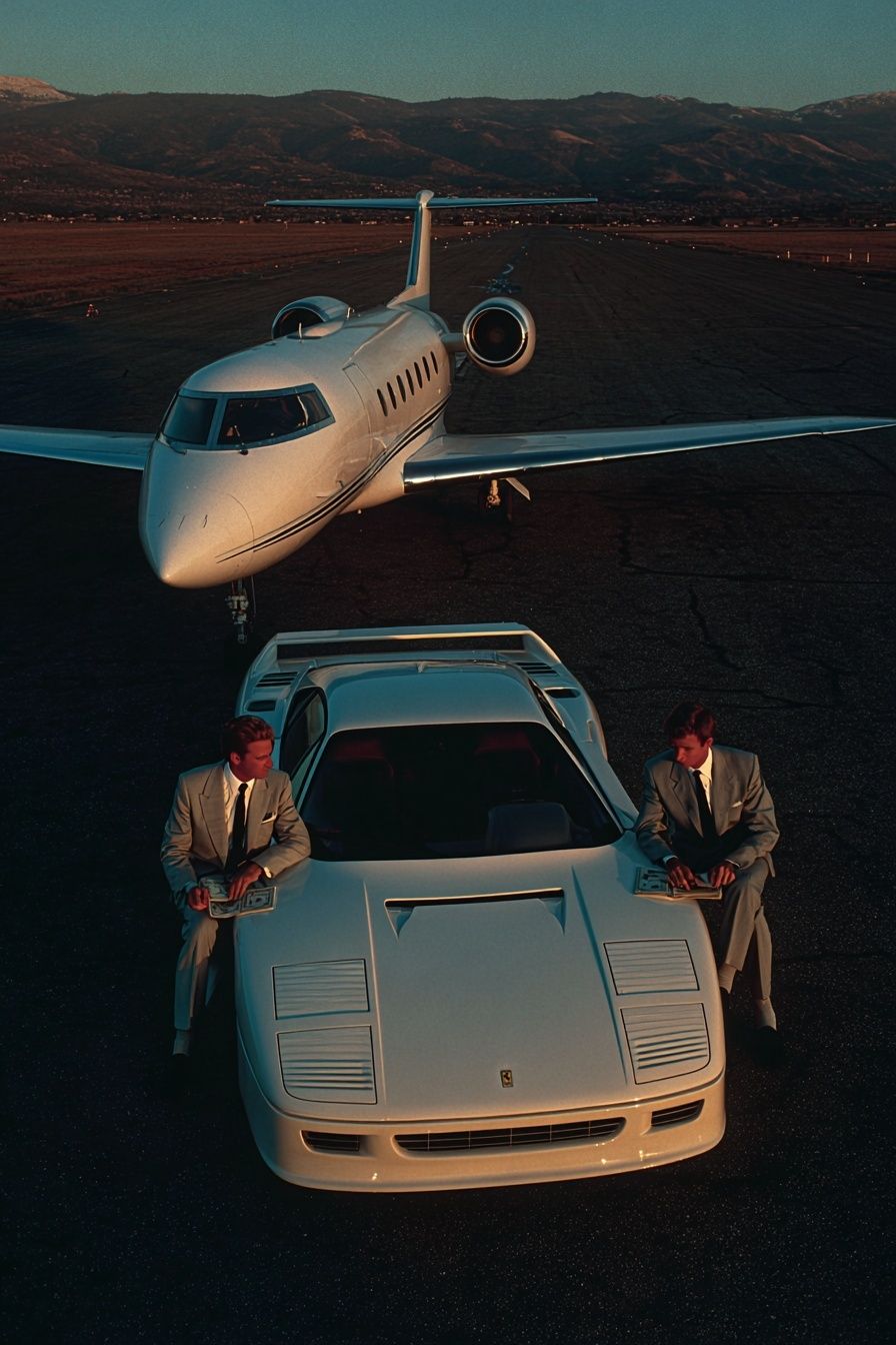 Luxury Jet and Sports Car Poster. poster detail